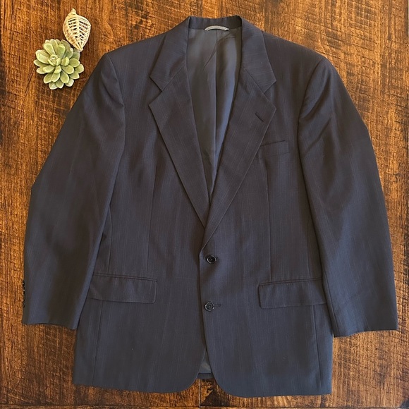 Christian Dior Moniseur Other - Christian Dior | Vintage Tonal Plaid Navy Blue Wool 2-pc Suit, Jacket Size 46R